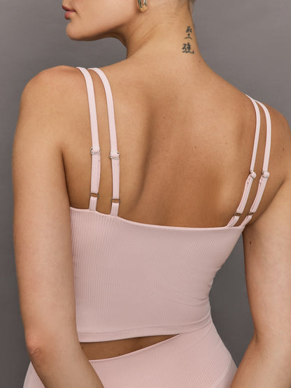 Carbon38 | V-Neck Tank in Ribbed Melt - Lotus