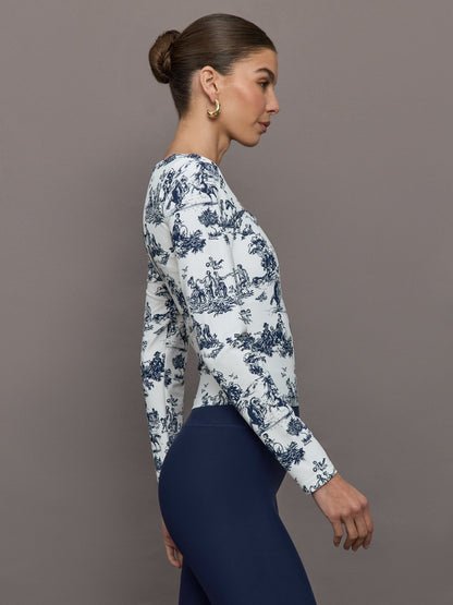 Carbon38 | Toile Long Sleeve Top - Navy Toile
