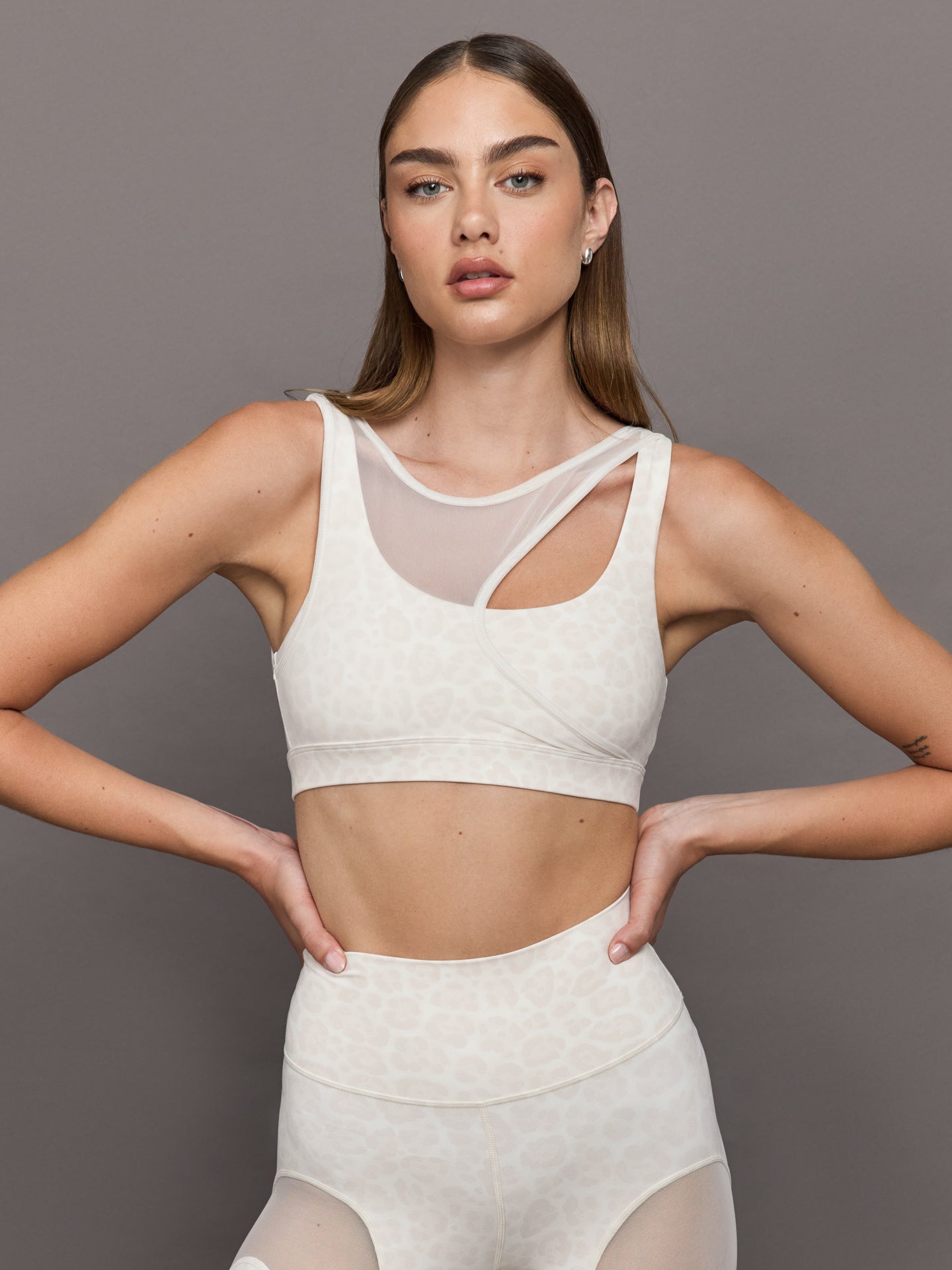 Carbon38 | Mesh Overlay Bra in Melt - Snow Leopard