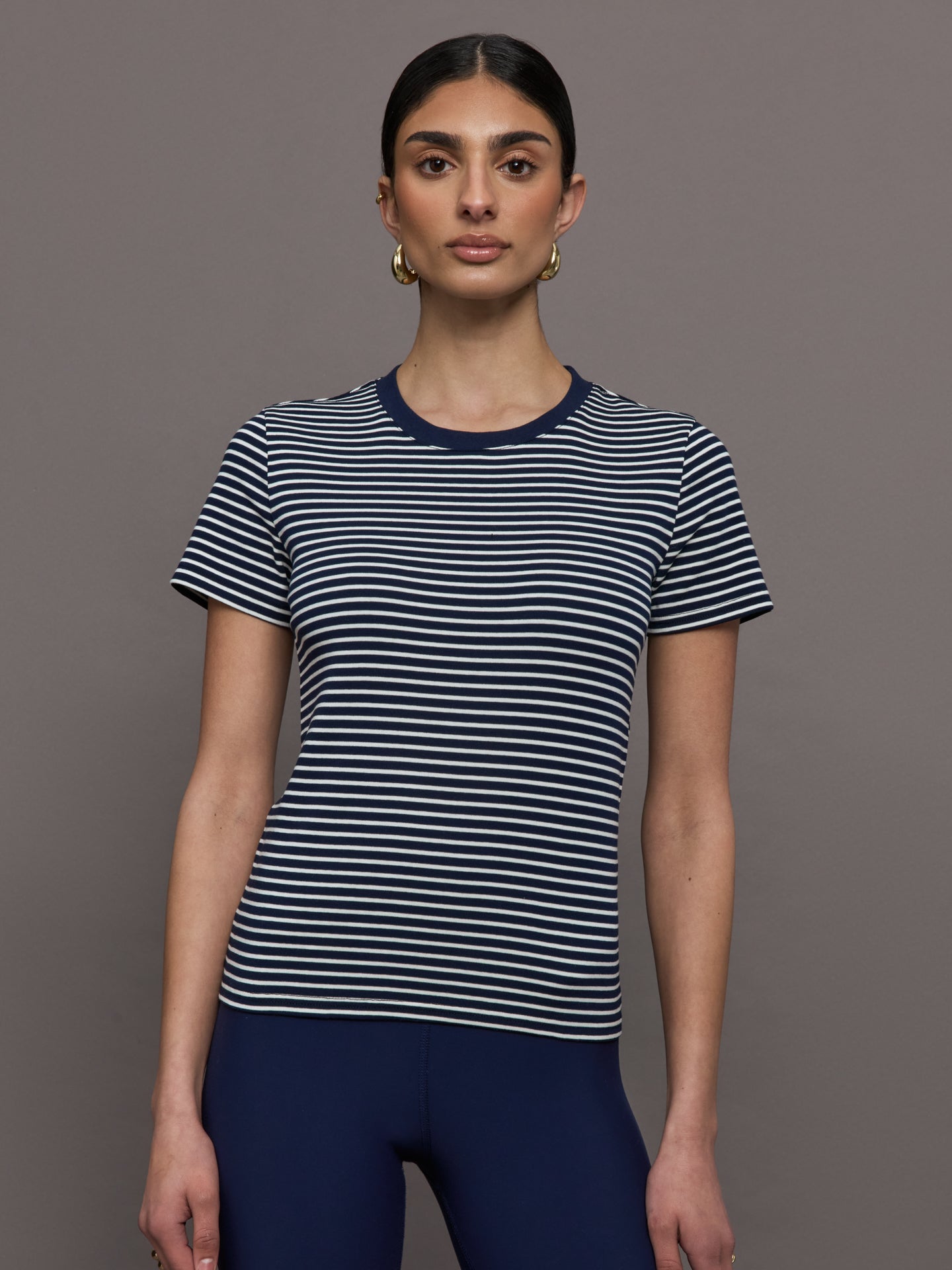 Carbon38 | Stripe Ringer Tee - Cloud / Navy Stripe