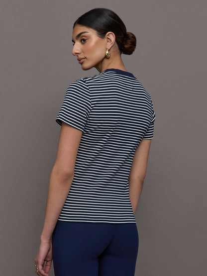 Carbon38 | Stripe Ringer Tee - Cloud / Navy Stripe