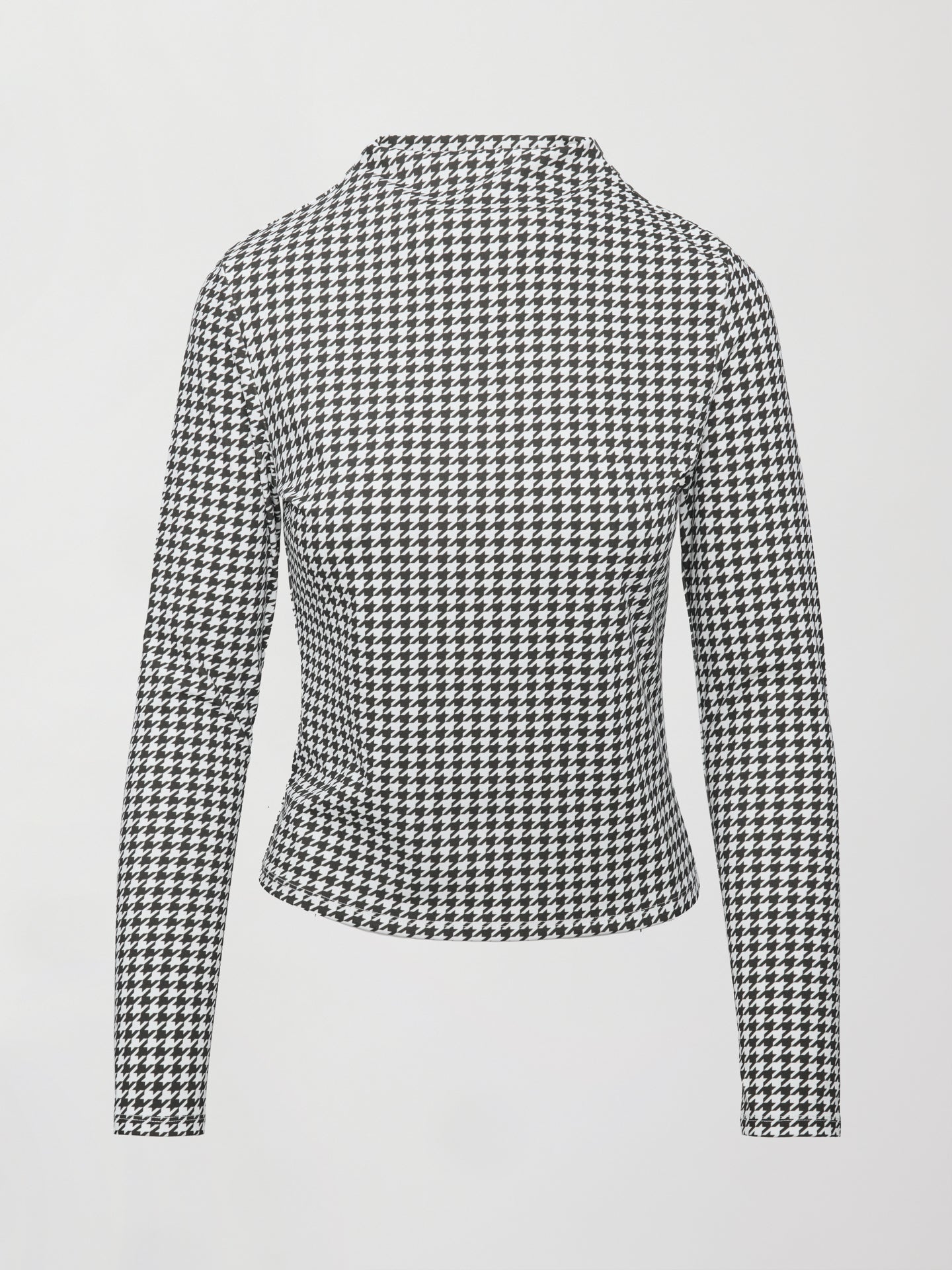 Carbon38 | Houndstooth Mock Neck Top - Ivory / Faded Black