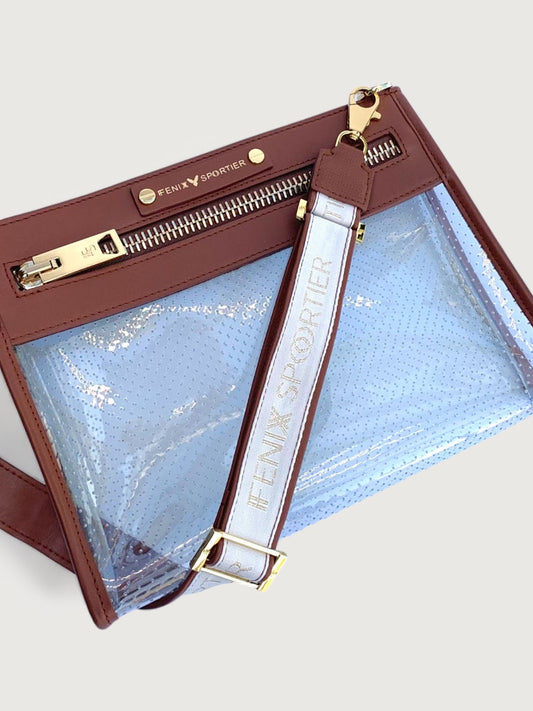 Carbon38 | Front Row Bag - Tan Leather/Clear