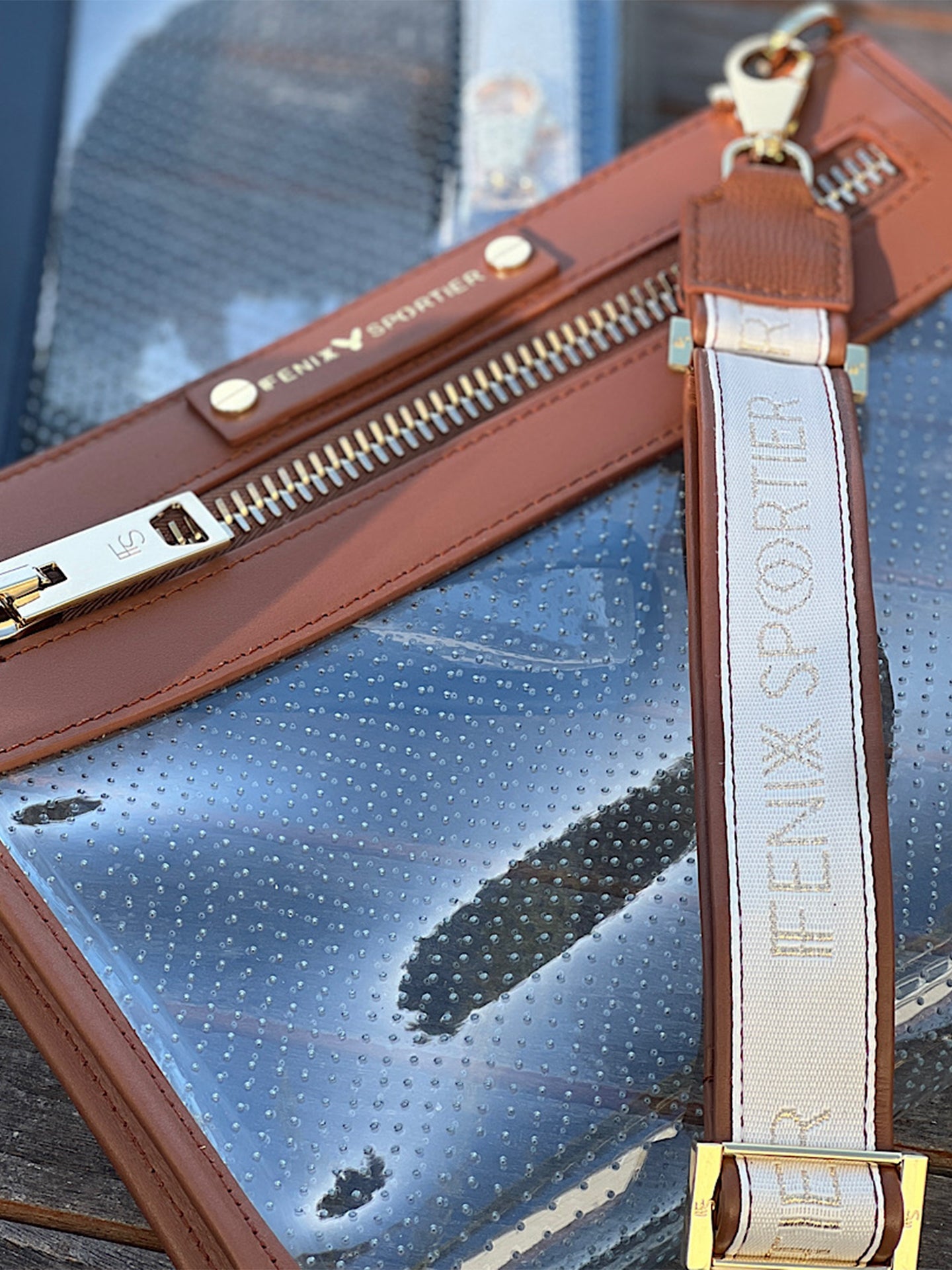 Carbon38 | Front Row Bag - Tan Leather/Clear