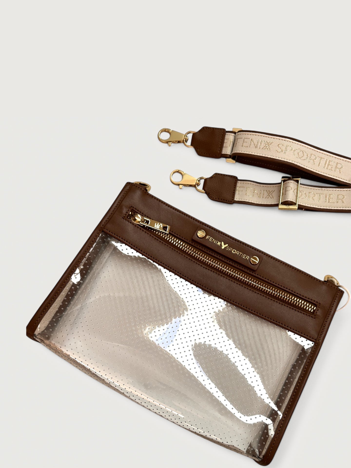 Carbon38 | Front Row Bag - Tan Leather/Clear
