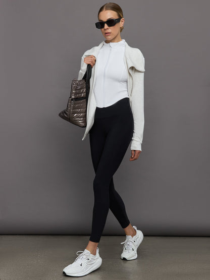 Carbon38 | Mock Neck Corset Zip Top in Melt - White
