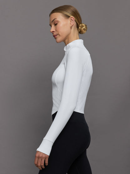 Carbon38 | Mock Neck Corset Zip Top in Melt - White