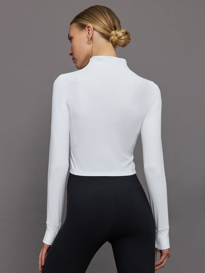 Carbon38 | Mock Neck Corset Zip Top in Melt - White