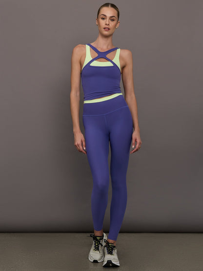 Carbon38 | Contrast Waistband Legging in Melt - Future Dusk / Matcha