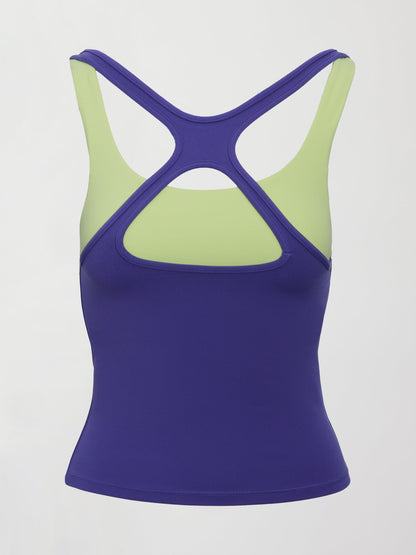 Carbon38 | High Neck Cut Out Colorblock Tank in Melt - Future Dusk / Matcha