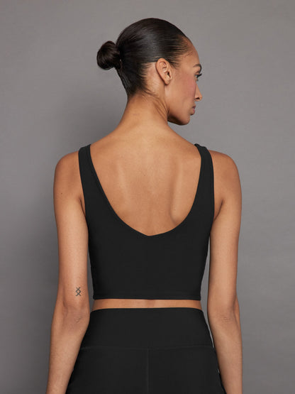 Carbon38 | V-Neck Longline Bra in Melt - Black