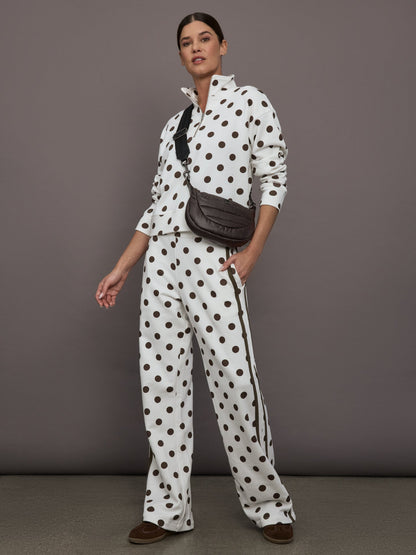 Carbon38 | Polka Dot Track Pant - White/Carafe Polka Dot
