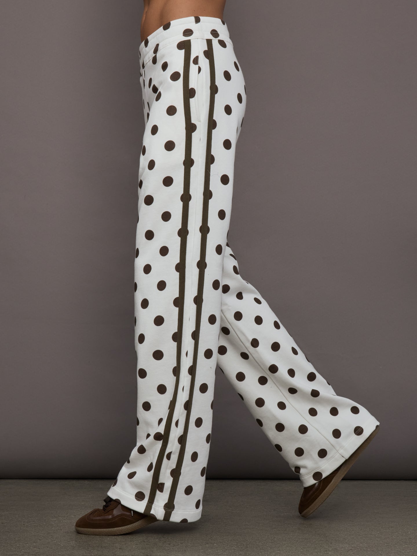 Carbon38 | Polka Dot Track Pant - White/Carafe Polka Dot