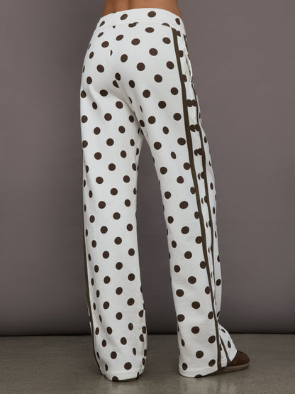 Carbon38 | Polka Dot Track Pant - White/Carafe Polka Dot