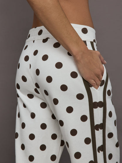 Carbon38 | Polka Dot Track Pant - White/Carafe Polka Dot