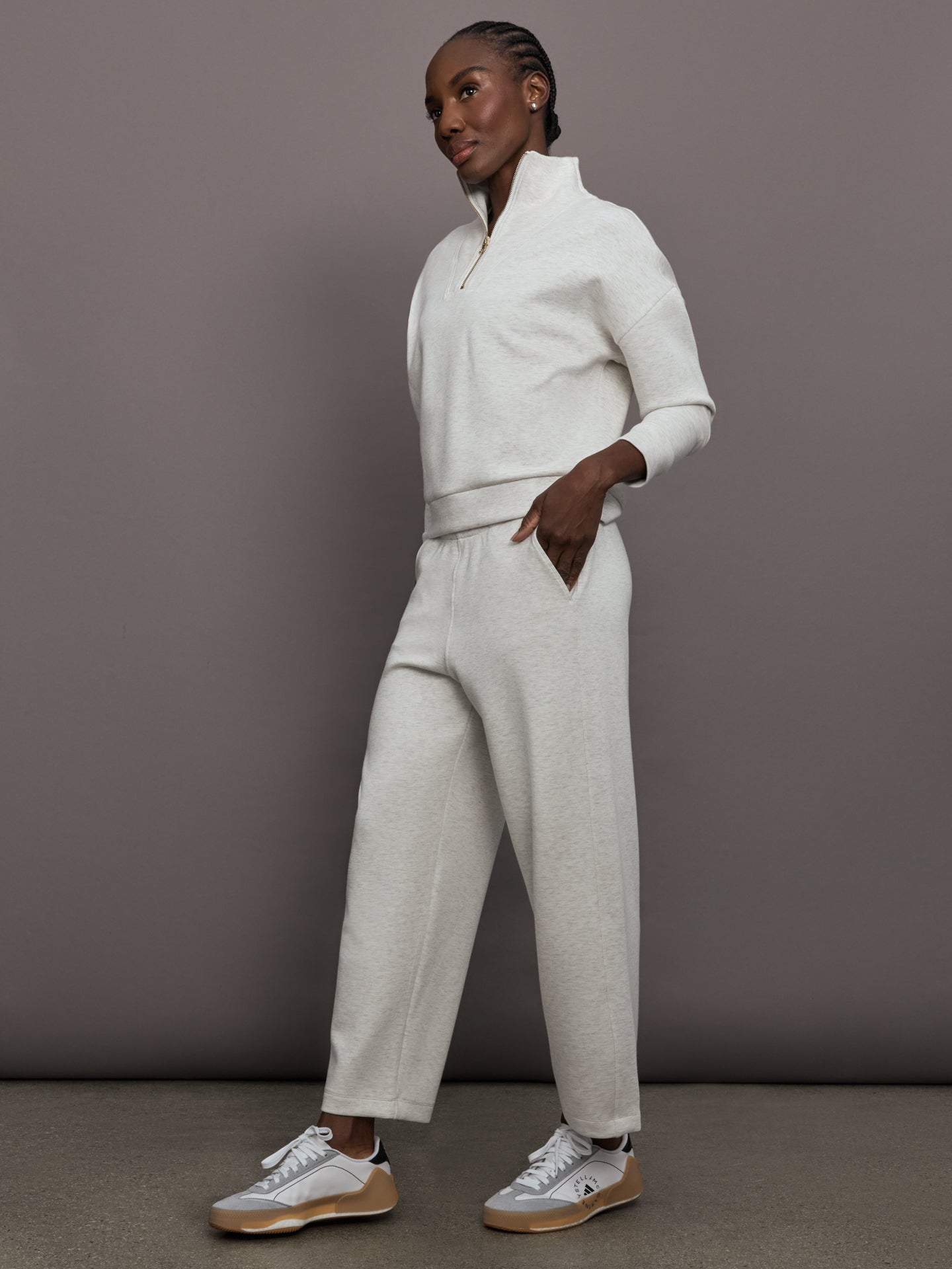 Carbon38 | Barrel Leg Pant in Interlock - Moonbeam