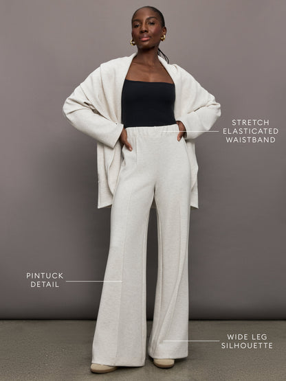 Carbon38 | Pintuck Knit Pant in Interlock - Moonbeam Heather
