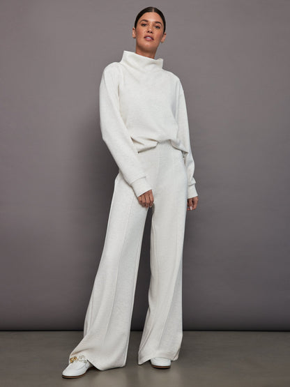Carbon38 | Pintuck Knit Pant in Interlock - Moonbeam Heather