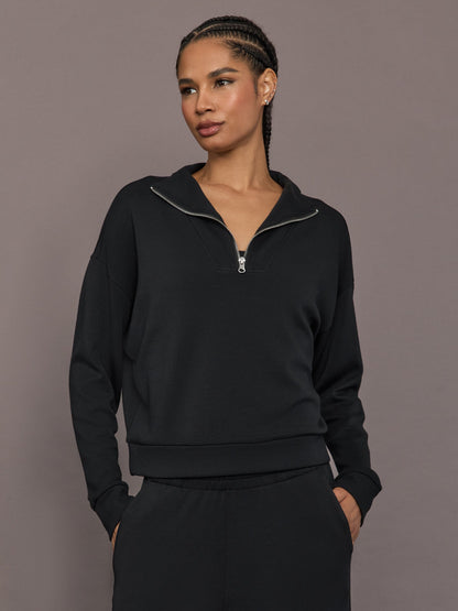 Carbon38 | Half Zip Pullover in Interlock - Black