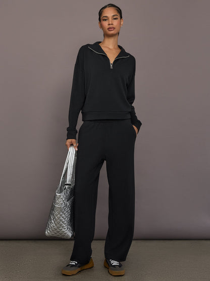 Carbon38 | Half Zip Pullover in Interlock - Black