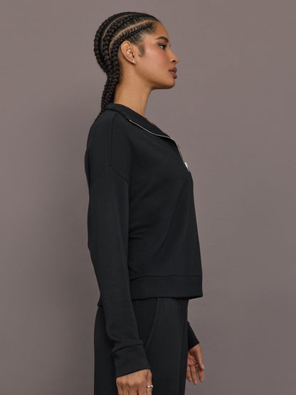 Carbon38 | Half Zip Pullover in Interlock - Black