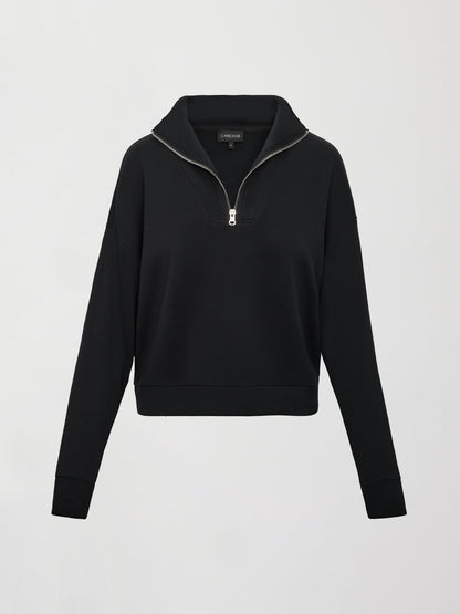 Carbon38 | Half Zip Pullover in Interlock - Black