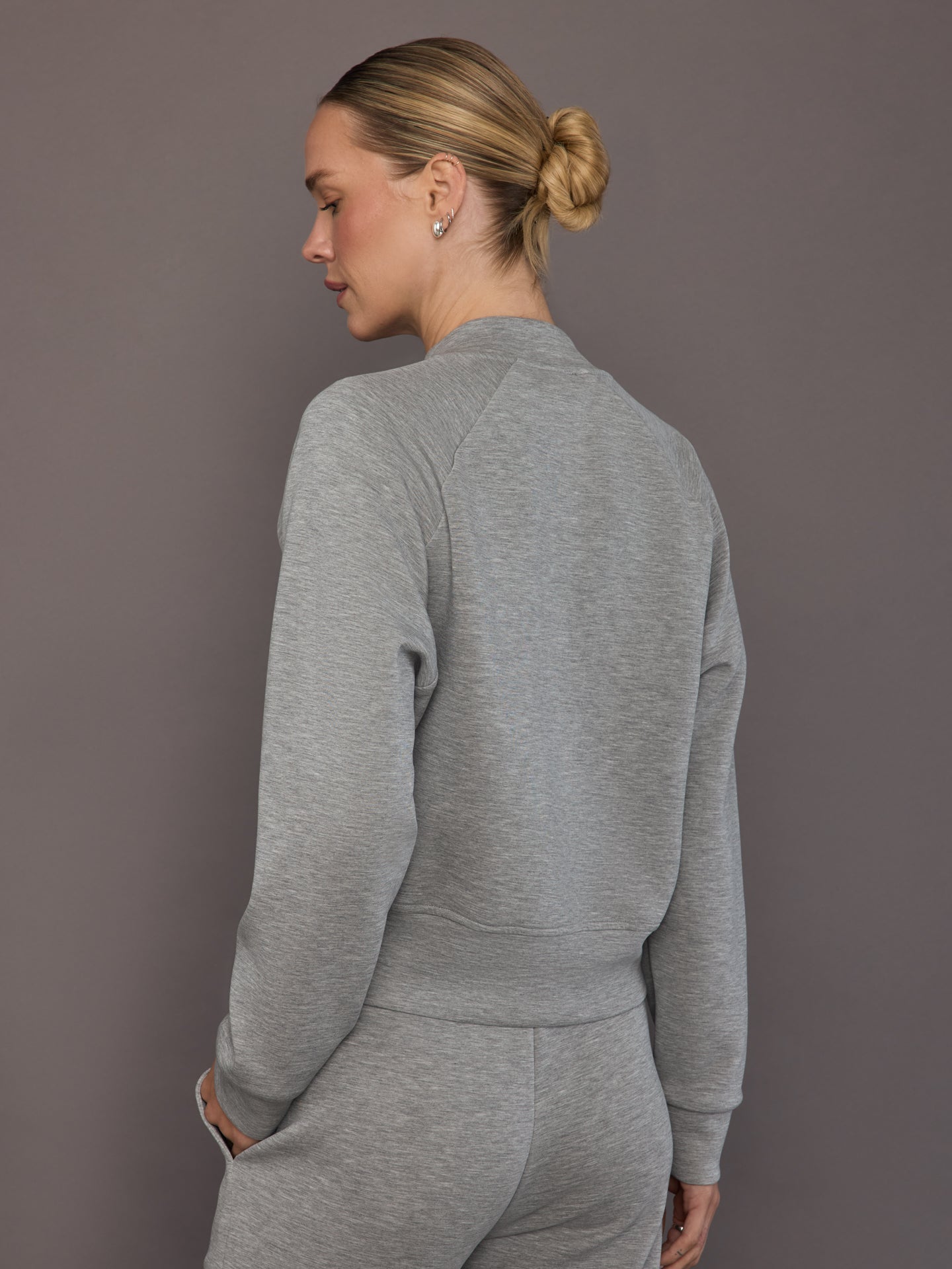 Carbon38 | Knit Bomber Jacket in Modal Luxe - Heather Grey