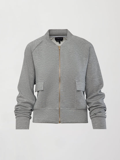 Carbon38 | Knit Bomber Jacket in Modal Luxe - Heather Grey