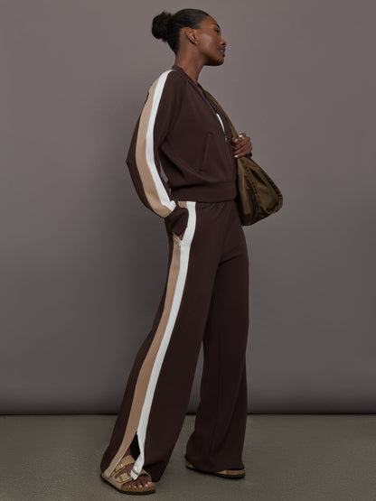 Carbon38 | Bomber with Contrast Stripe in Scuba - Chocolate Torte