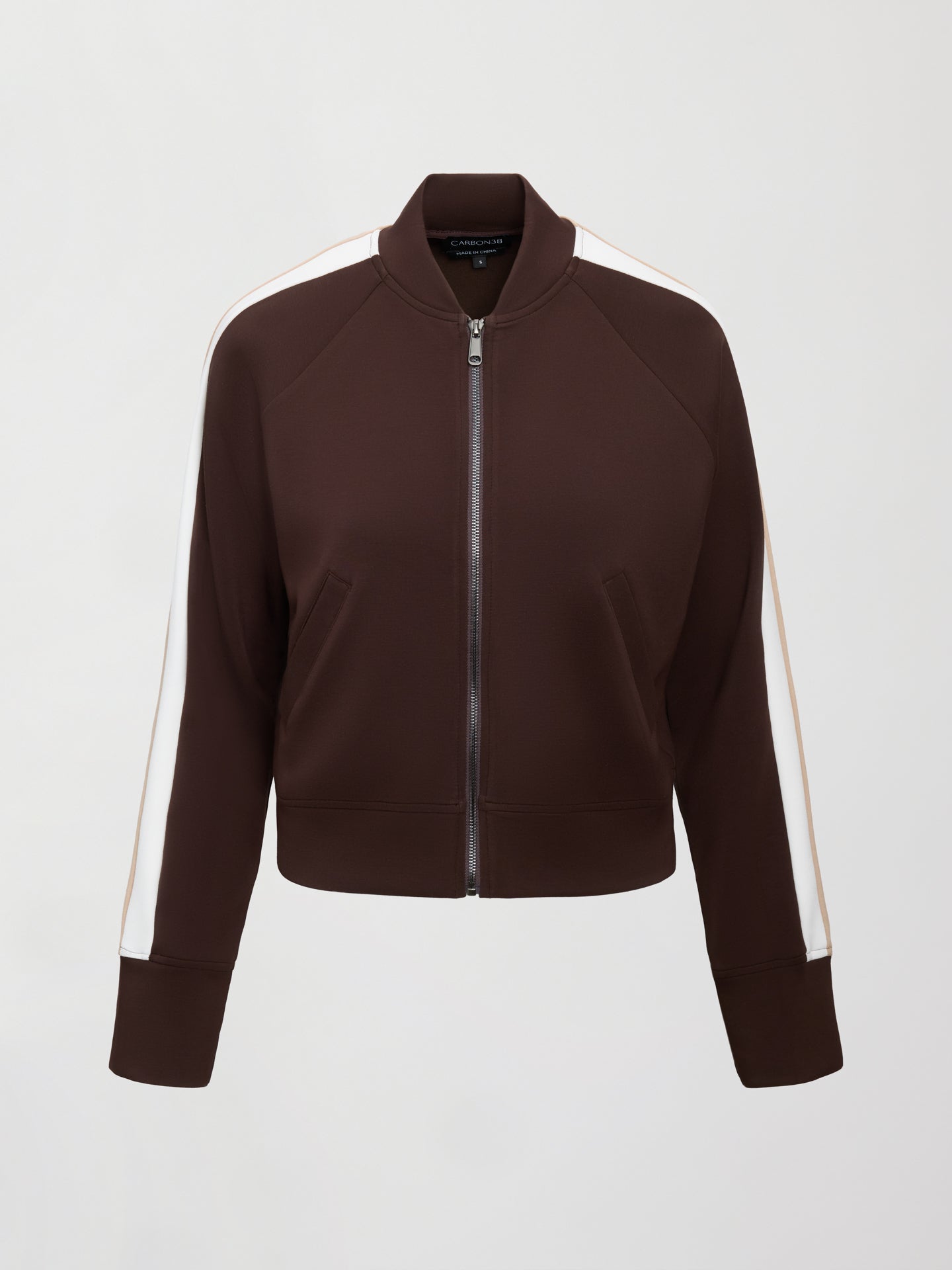 Carbon38 | Bomber with Contrast Stripe in Scuba - Chocolate Torte