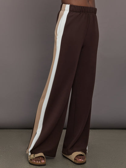 Carbon38 | Wide Leg Track Pant in Scuba - Chocolate Torte