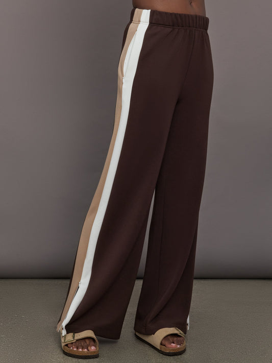 Carbon38 | Wide Leg Track Pant in Scuba - Chocolate Torte