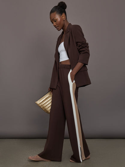 Carbon38 | Wide Leg Track Pant in Scuba - Chocolate Torte