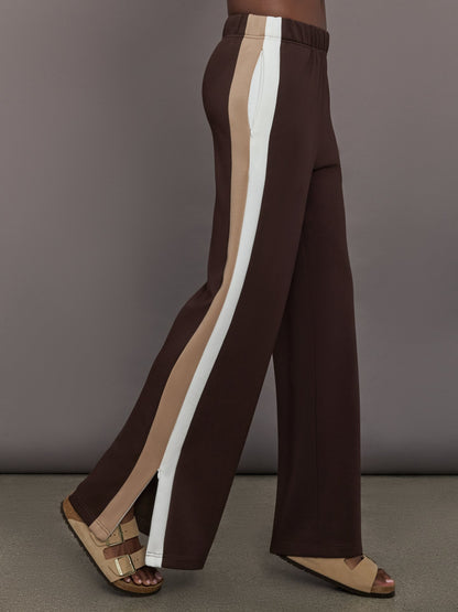 Carbon38 | Wide Leg Track Pant in Scuba - Chocolate Torte