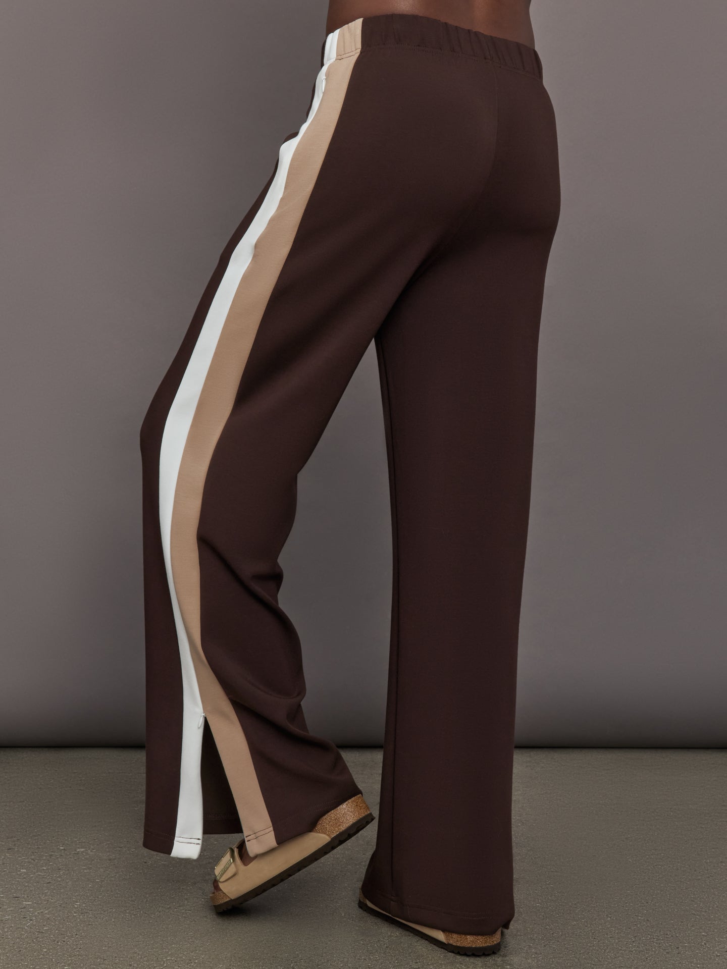 Carbon38 | Wide Leg Track Pant in Scuba - Chocolate Torte