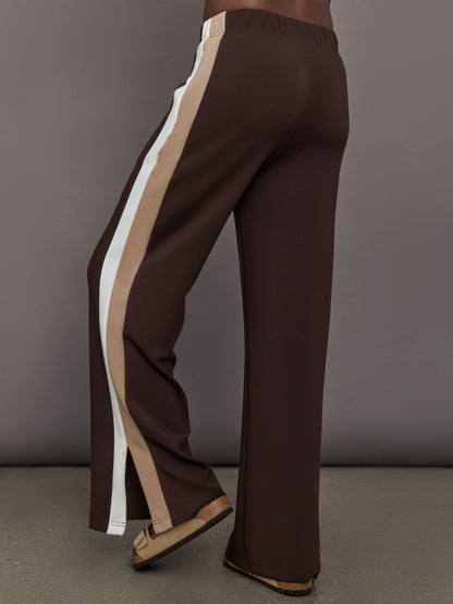 Carbon38 | Wide Leg Track Pant in Scuba - Chocolate Torte