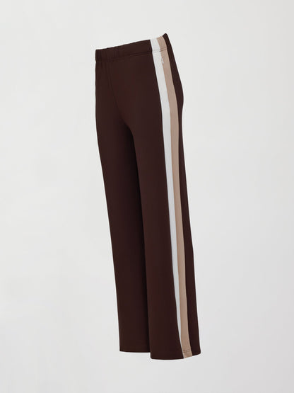 Carbon38 | Wide Leg Track Pant in Scuba - Chocolate Torte