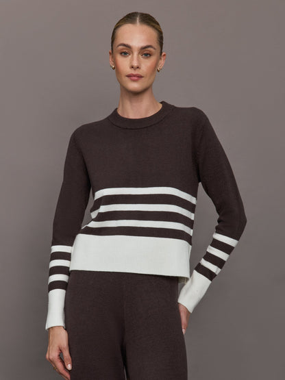 Carbon38 | Striped Sweater - Chocolate Torte / Off White