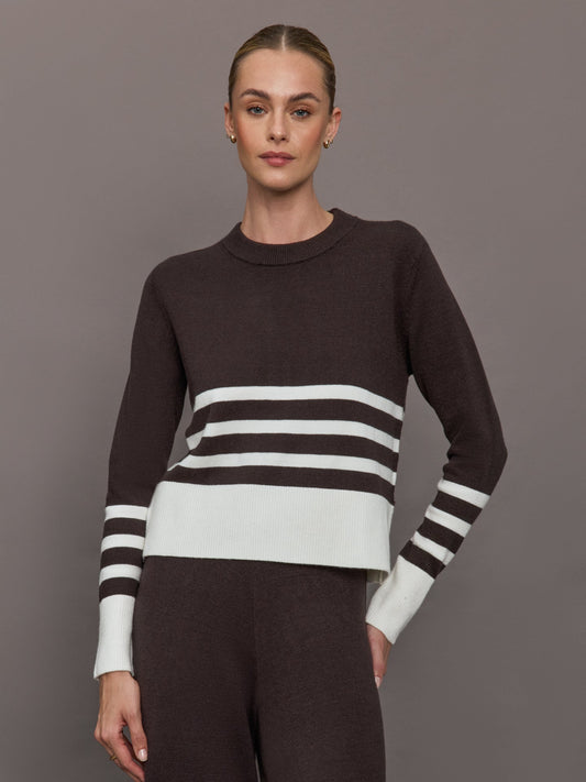Carbon38 | Striped Sweater - Chocolate Torte / Off White