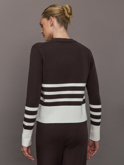 Carbon38 | Striped Sweater - Chocolate Torte / Off White
