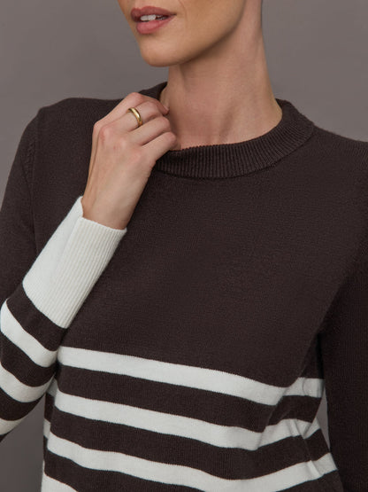Carbon38 | Striped Sweater - Chocolate Torte / Off White