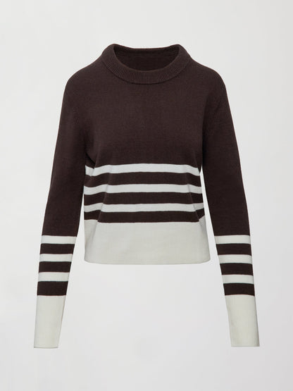 Carbon38 | Striped Sweater - Chocolate Torte / Off White