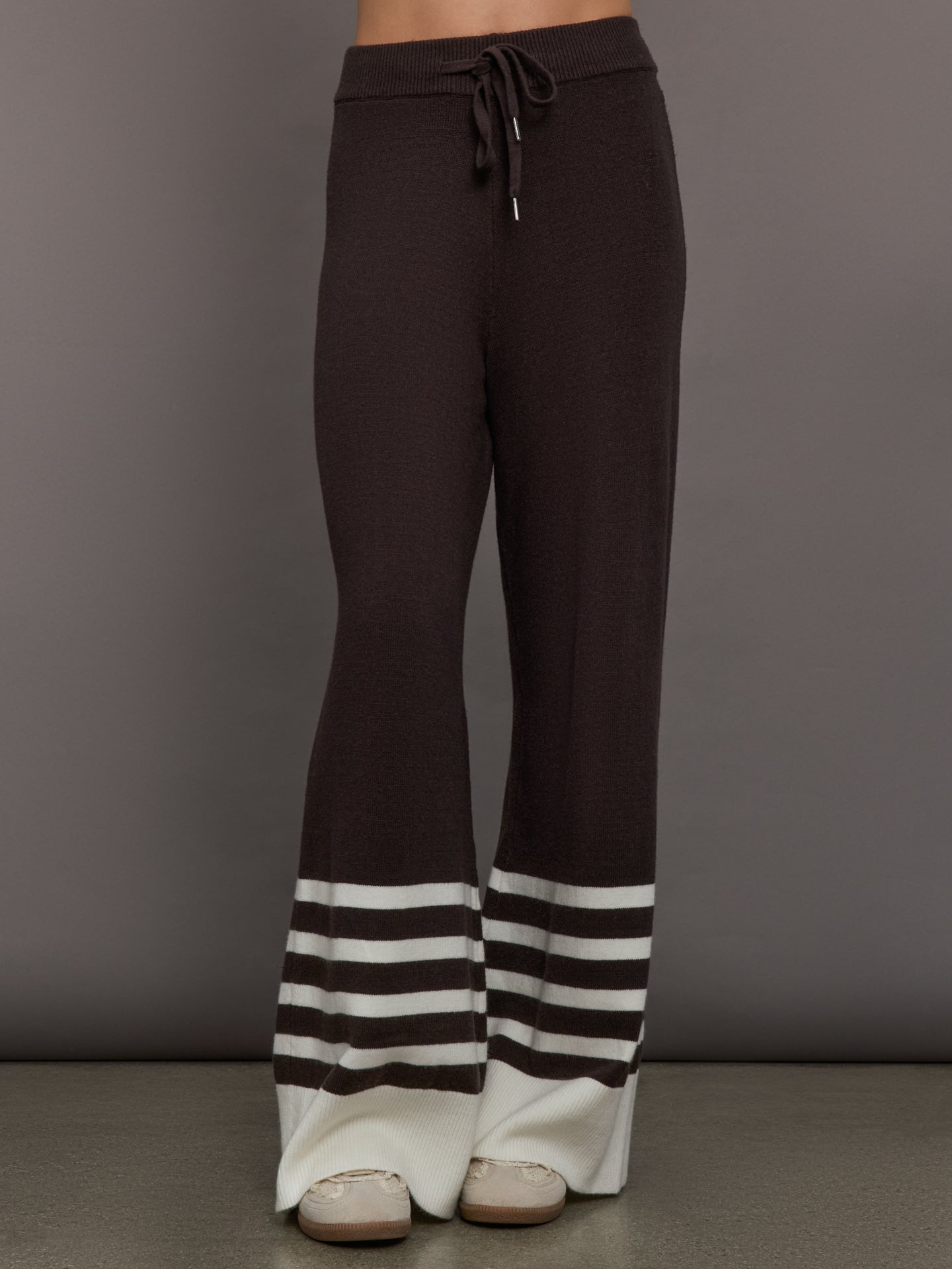 Carbon38 | Striped Sweater Pant - Chocolate Torte / Off White