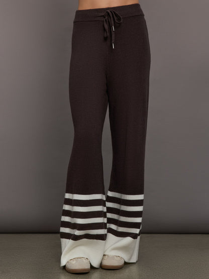 Carbon38 | Striped Sweater Pant - Chocolate Torte / Off White