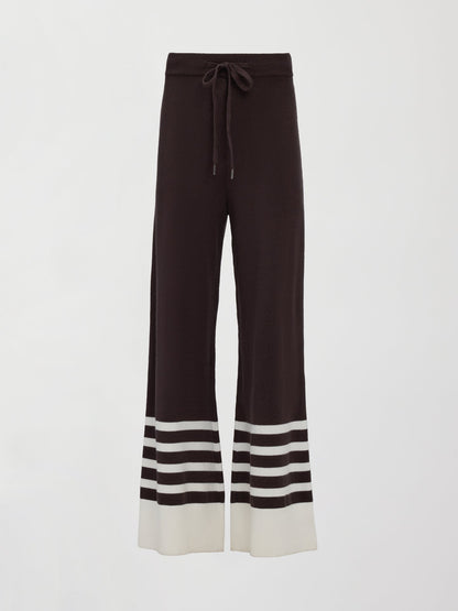 Carbon38 | Striped Sweater Pant - Chocolate Torte / Off White