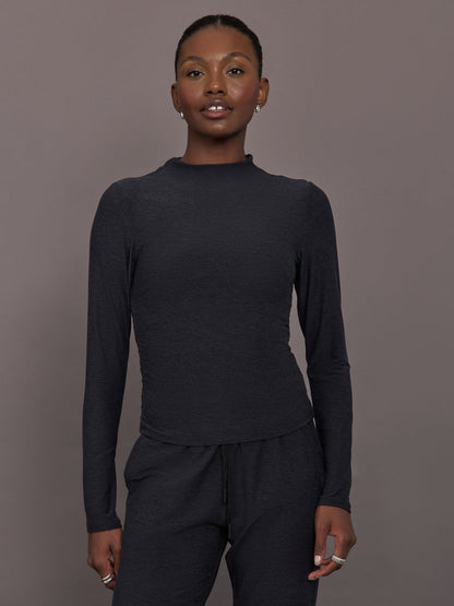 Carbon38 | Mock Neck Long Sleeve in Soft Luxe - Heather Black