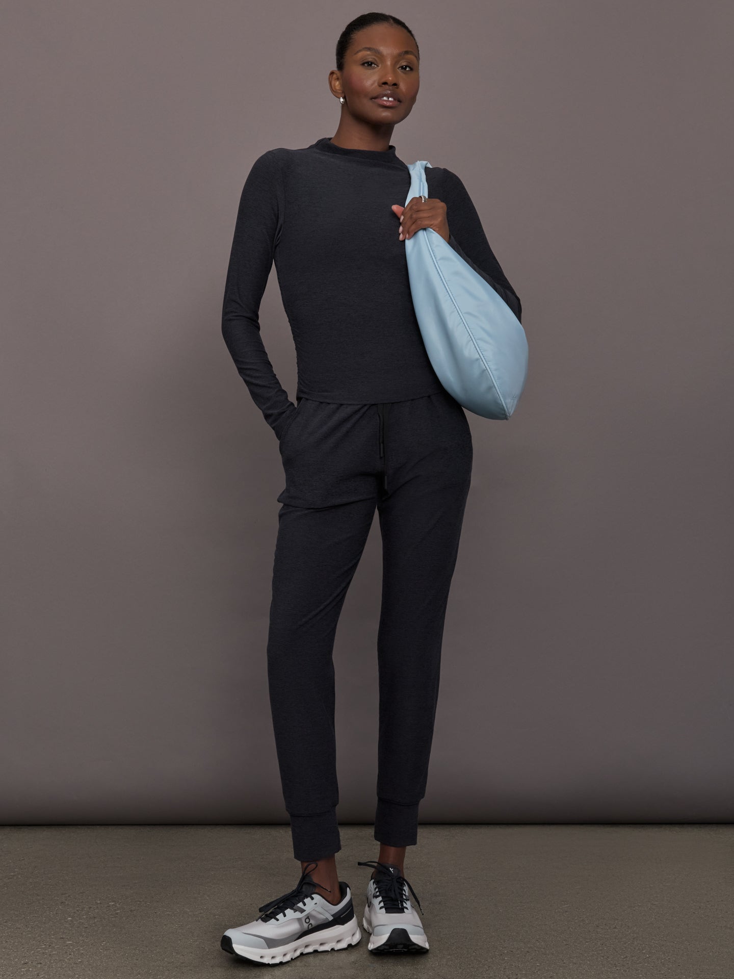 Carbon38 | Mock Neck Long Sleeve in Soft Luxe - Heather Black