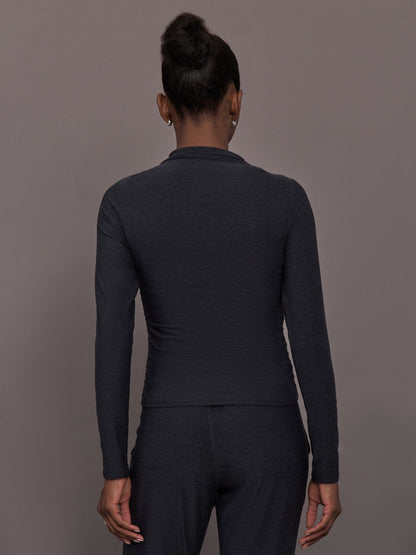 Carbon38 | Mock Neck Long Sleeve in Soft Luxe - Heather Black