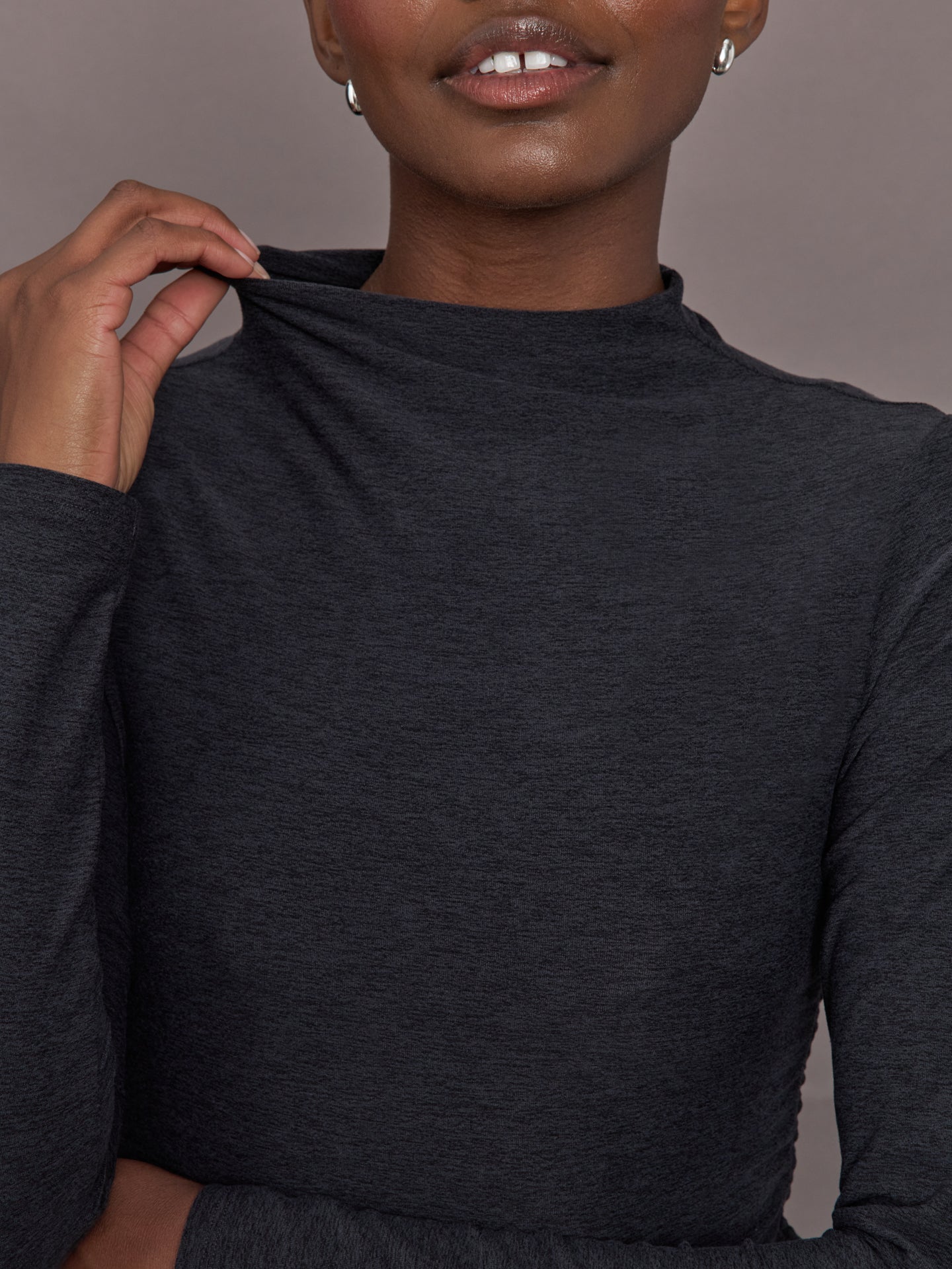 Carbon38 | Mock Neck Long Sleeve in Soft Luxe - Heather Black