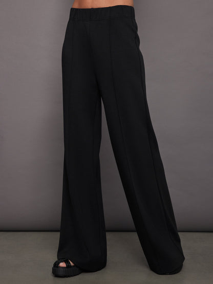 Carbon38 | Pintuck Knit Pant in Interlock - Black